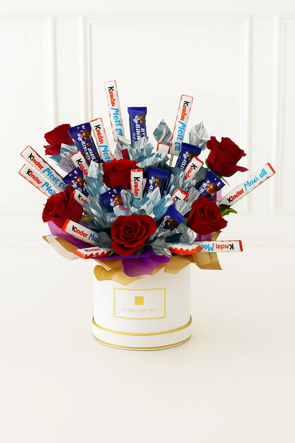 Sweet Love Fusion – Red Roses with Kinder & Cadbury Chocolates (UAE Delivery) OnlineGifts