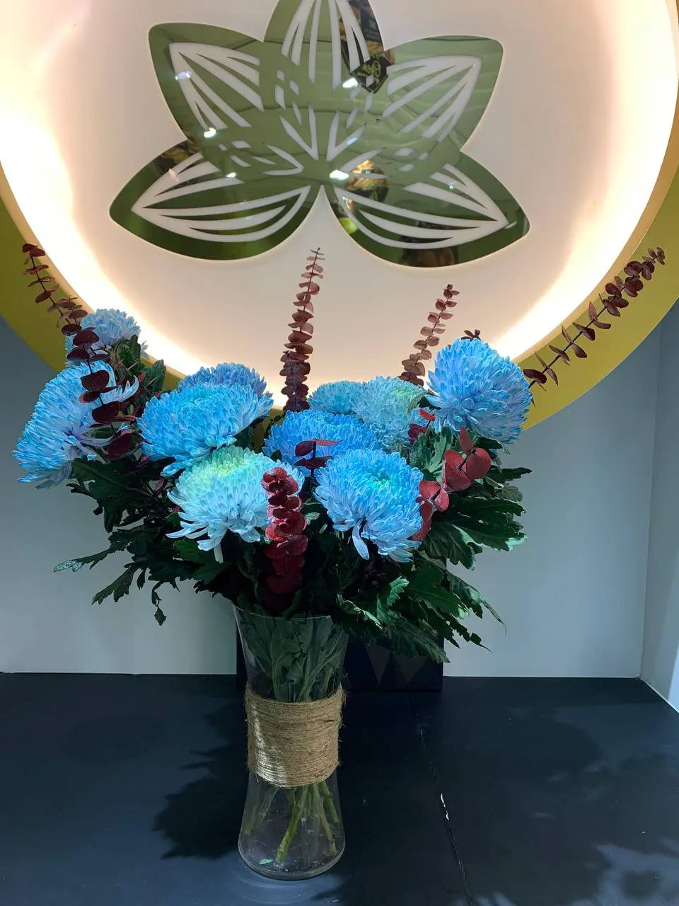 Blue Delistar Flower Arrangement in Cylinder Glass OnlineGifts