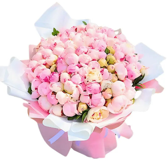 💐 100 Pink Peonies Bouquet – Luxury Flower Arrangement in UAE - OnlineGifts
