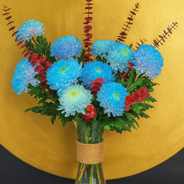 Blue & White Delistar Vase | Elegant Fresh Flower Arrangement UAE