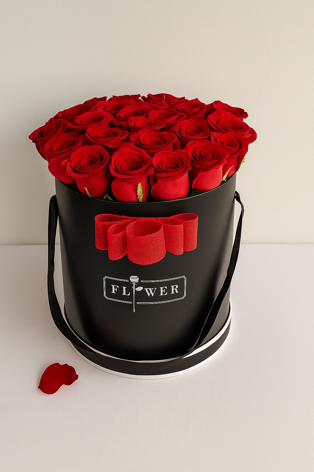 25 Premium Red Roses in Black Box | Luxury Rose Arrangement
