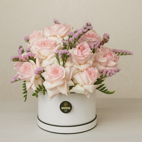 Blossom Kiss Flower Bouquet – O’Hara Pink Roses in Elegant White Box (Delivery in UAE)