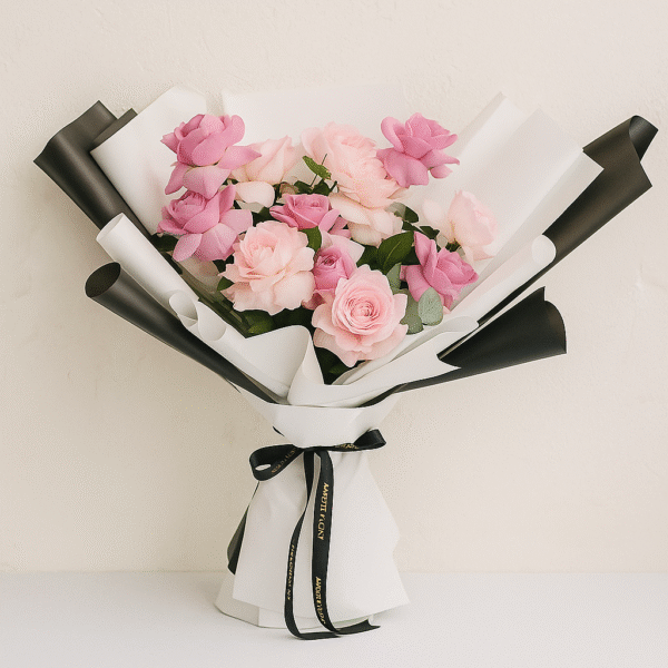 Pink Harmony Star Rose Bouquet | 12 Premium Roses in Elegant Arrangement UAE