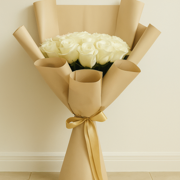 Athena White Rose Bouquet | 25 Premium White Roses UAE Delivery