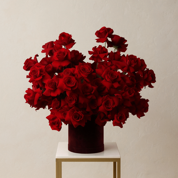 40 Red Roses Basket | Luxury Open Rose Arrangement in Black Basket UAE