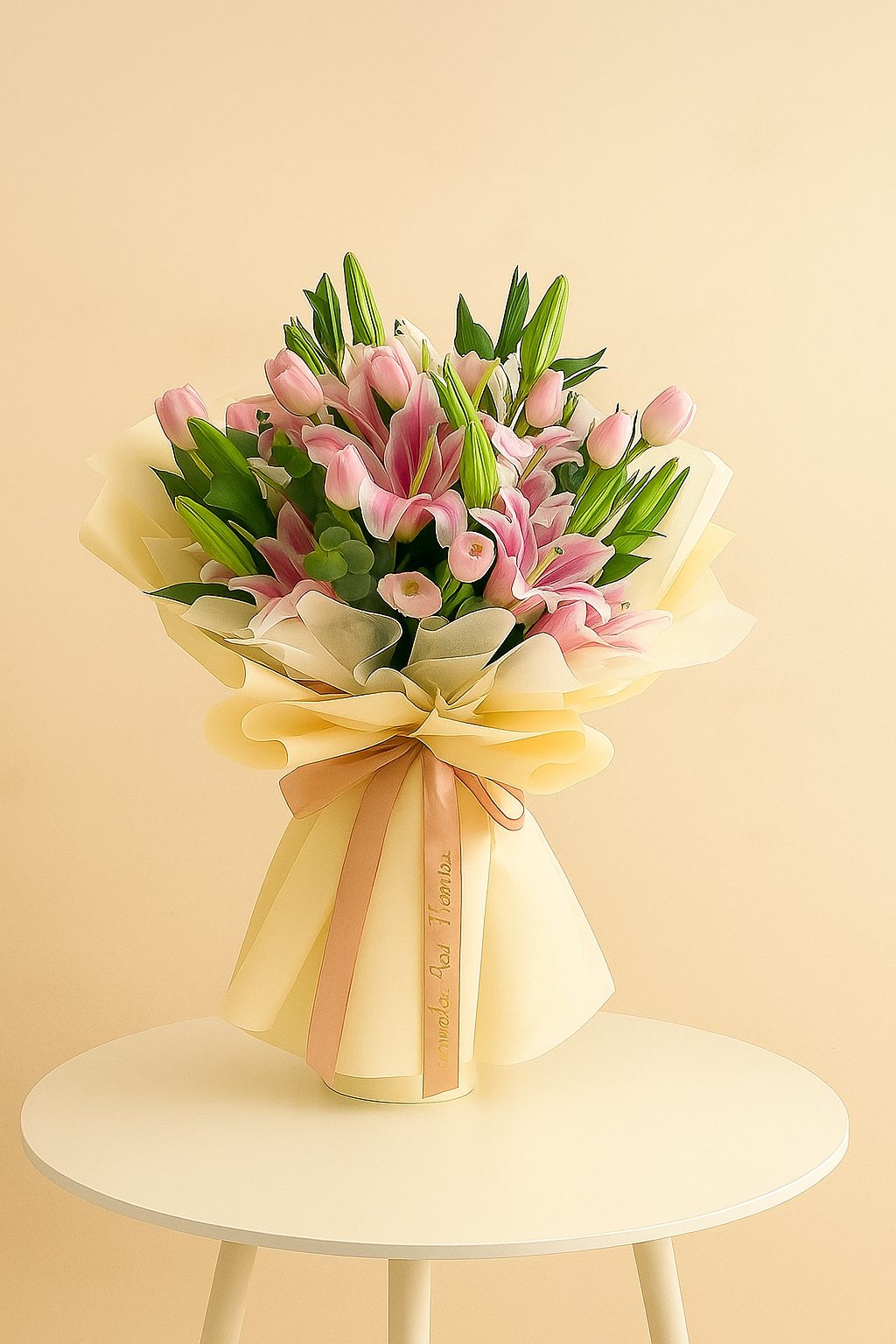 Pink Lily & Tulip Bouquet | Elegant Fresh Flowers Delivery UAE