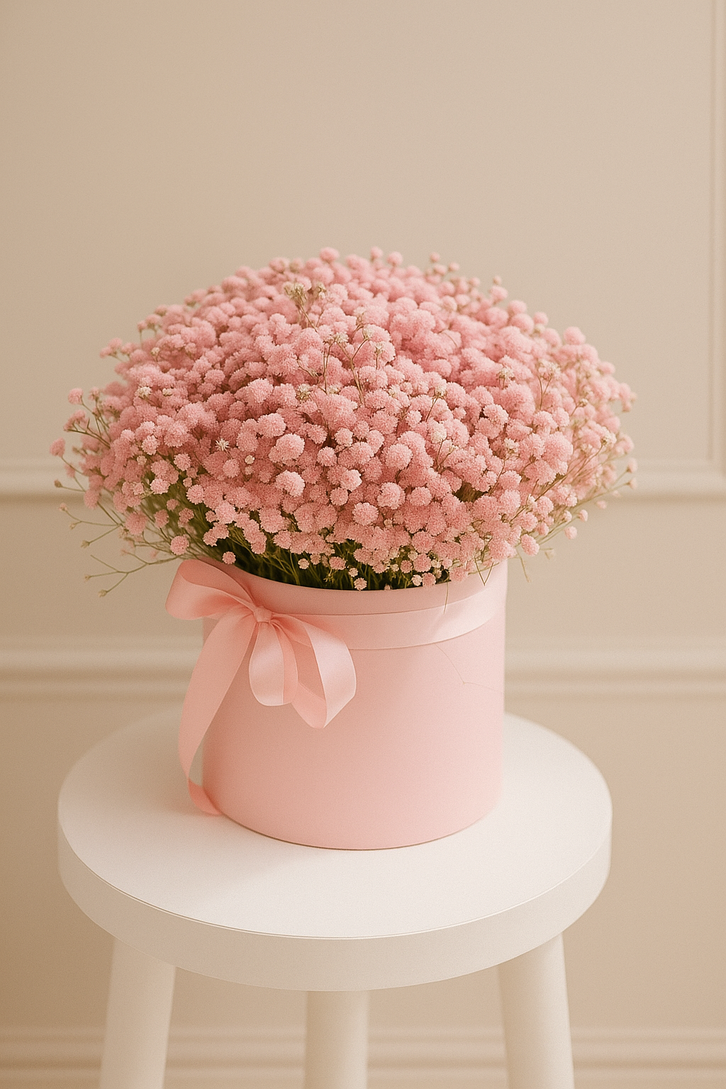 Pink Gypsophila Basket | Charming Baby’s Breath Flower Arrangement UAE