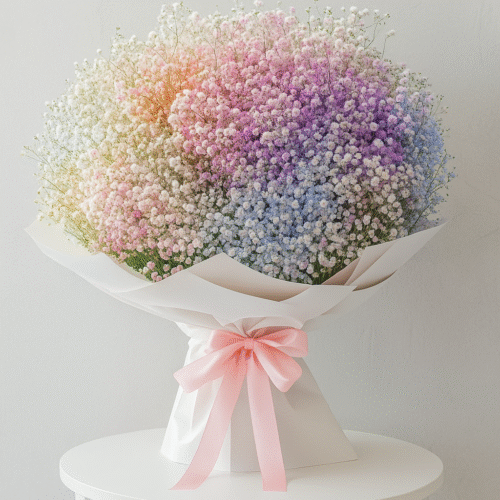 Rainbow Gypso Bunch Bouquet | 7 Colorful Gypsophila Stems UAE
