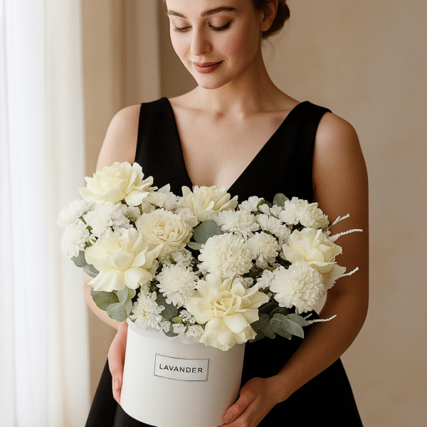 Elegant White Rose, Carnation & Chrysanthemum Bouquet | Fresh Flowers UAE