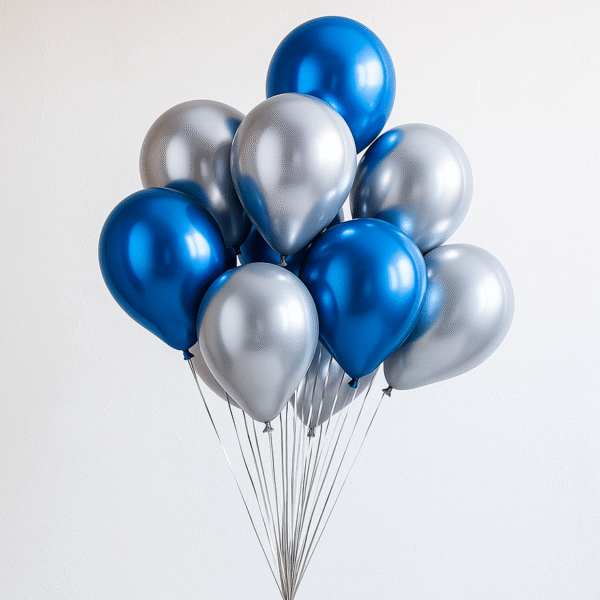 Blue & Silver Helium Balloon Bouquet | 10-Piece Balloon Bunch UAE
