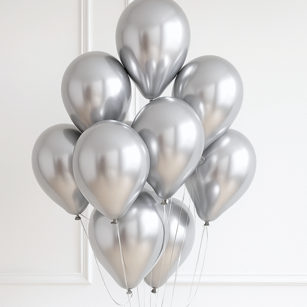 Silver Helium Balloon Bouquet | 10-Piece Balloon Bunch UAE