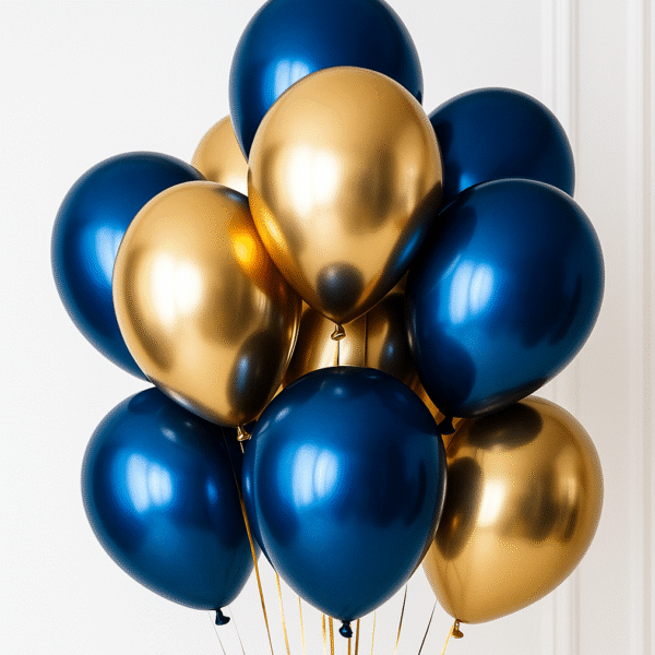 Gold & Blue Helium Balloon Bouquet | 10-Piece Balloon Bunch UAE
