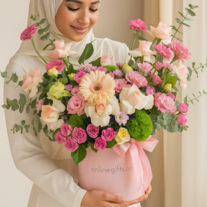 Mixed-Flower-Basket-Pink-Roses-Gerberas-Lisianthus-UAE