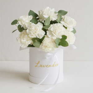 White-Carnation-Basket-12-Stems-Eucalyptus-Sympathy-Flowers-UAE