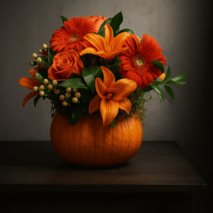 Golden Harvest Pumpkin Floral Arrangement