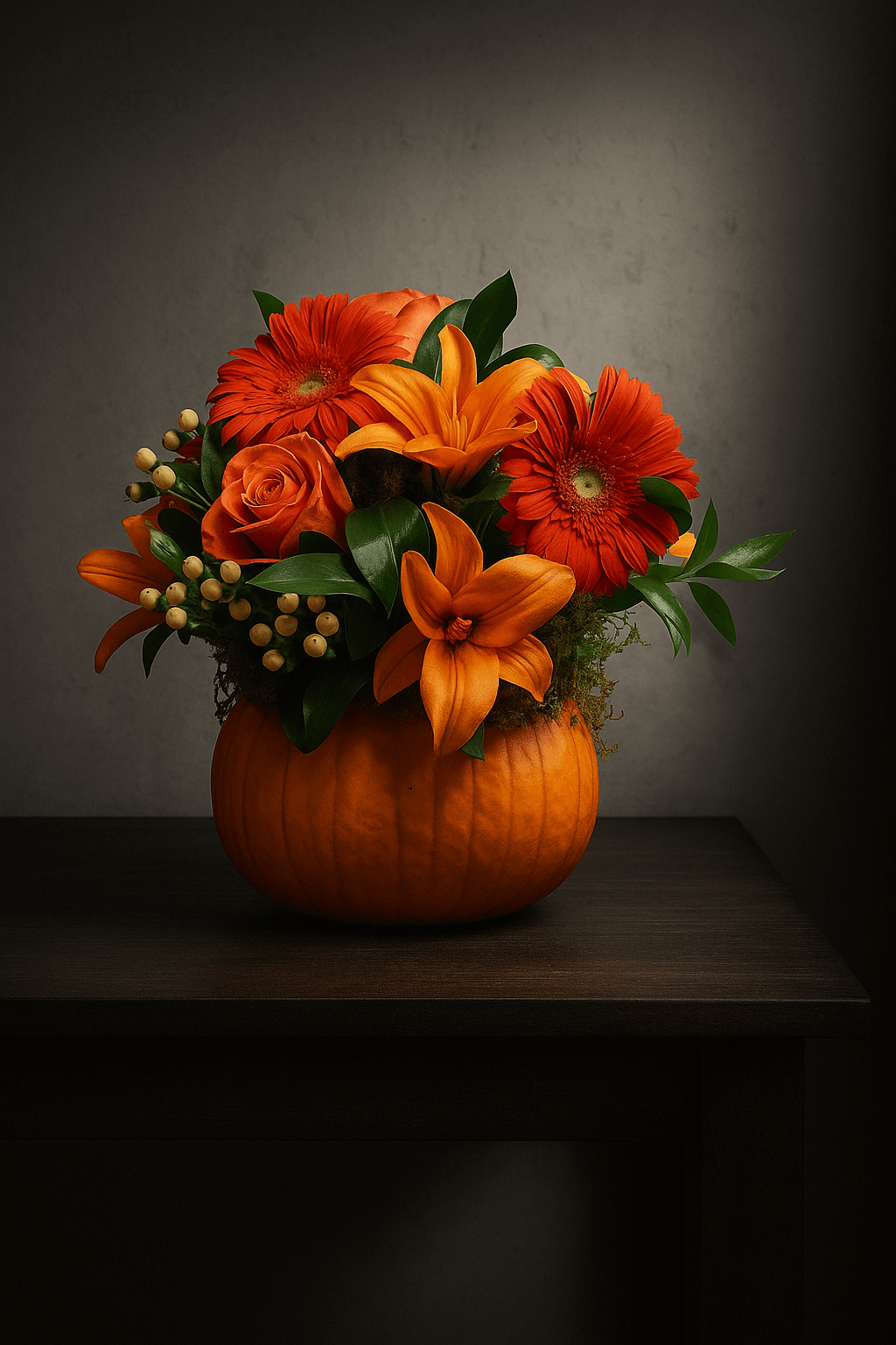 Golden Harvest Pumpkin Floral Arrangement