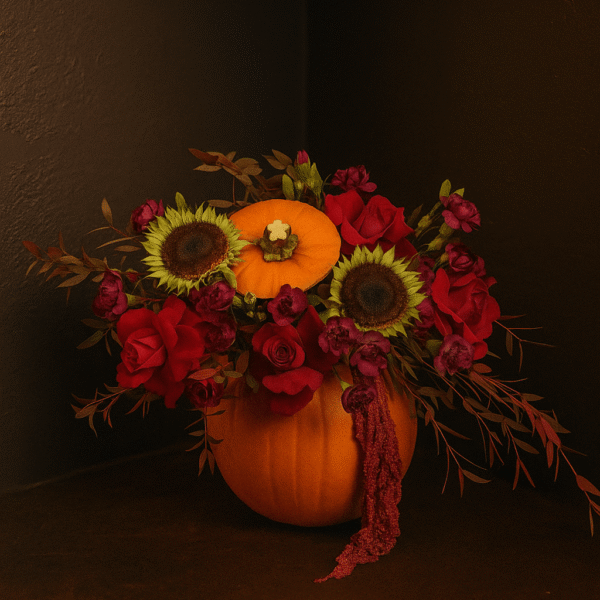 Autumn Glow Pumpkin Floral Arrangement