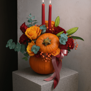 Pumpkin Harvest Candle Floral Arrangement