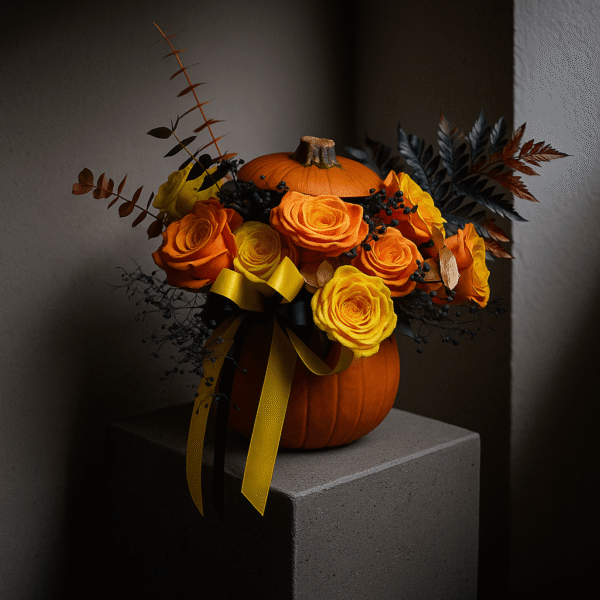 Golden Pumpkin Bloom Arrangement