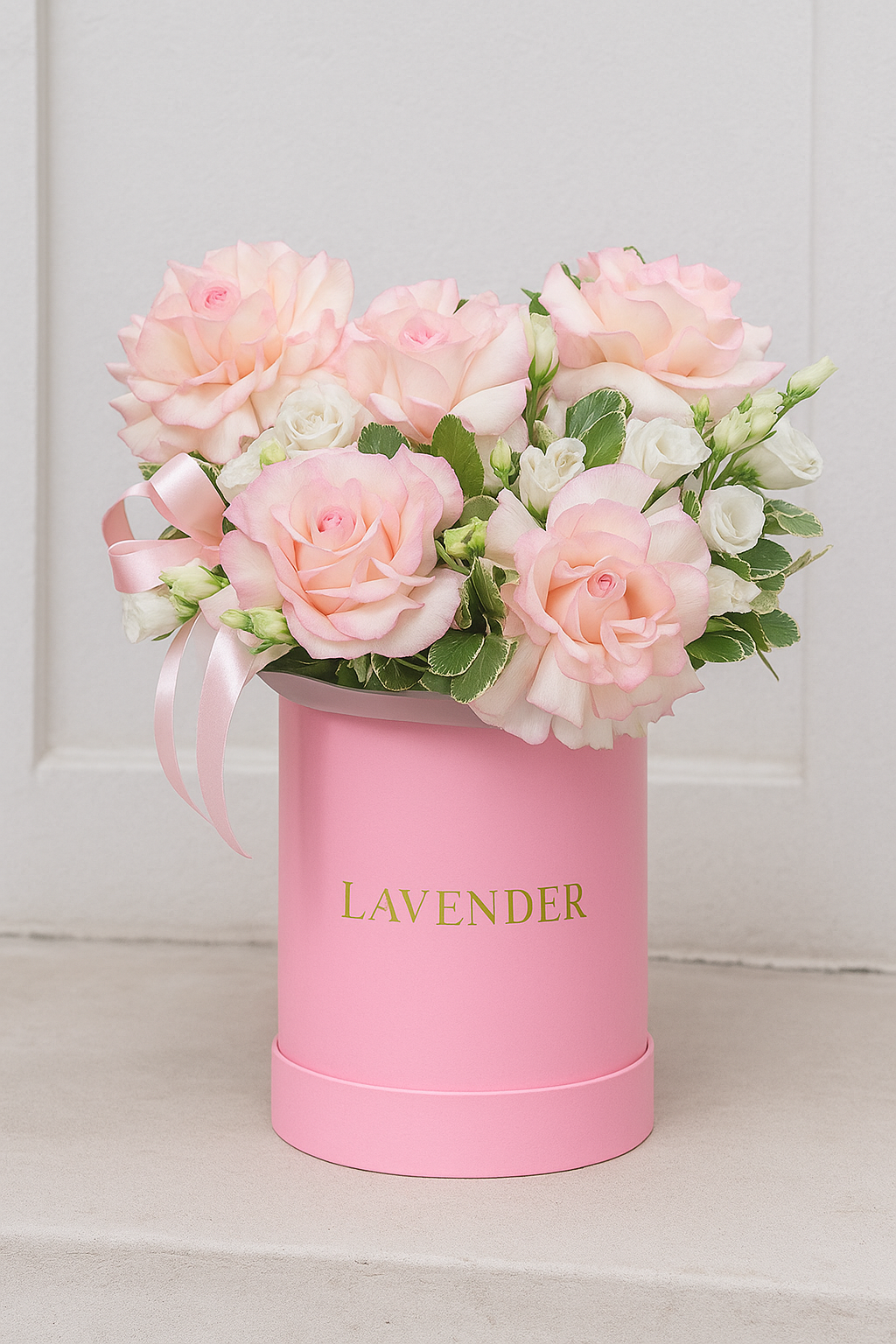 Pink Esperance Rose Box - legant Roses & Lisianthus in Light Pink Box