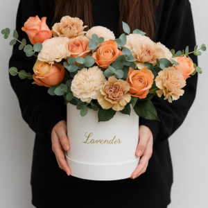 Orange-Rose-and-Carnation-Box-Cappuccino-Flowers-White-Box-UAE