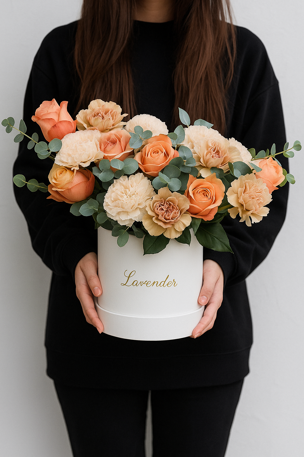 Cappuccino & Orange Rose Box | Elegant Mixed Flower Arrangement