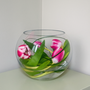 Pink-Tulips-in-Glass-Vase-Fish-Bowl-Minimalist-Gift-UAE