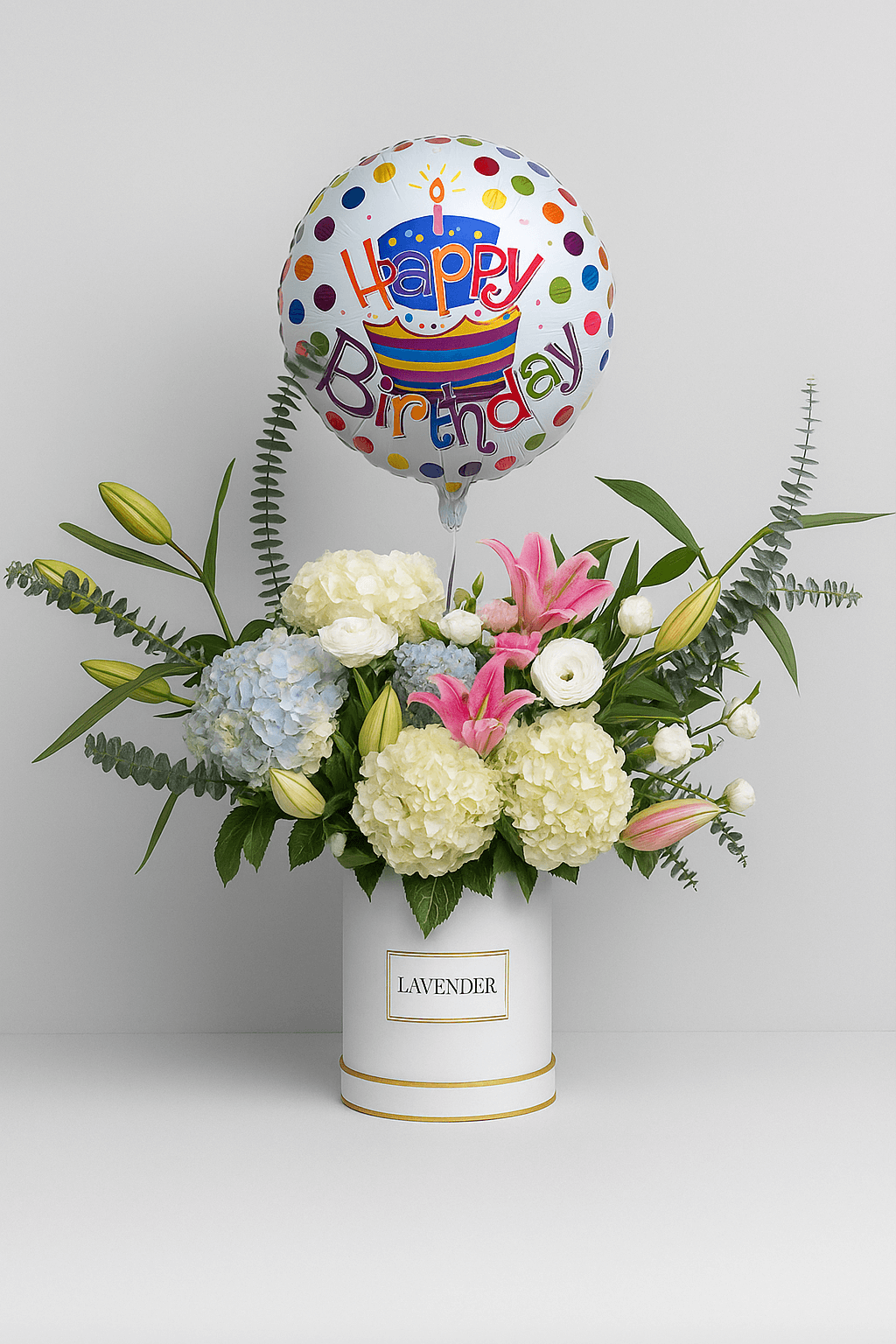 Blissful Birthday Bloom Box | Lilies, Hydrangeas & Lisianthus Arrangement