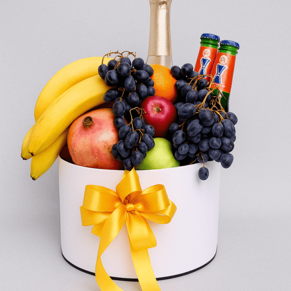 Luxury Fruit & Beverage Hamper | Premium Fresh Fruits with Fogoso Gold & Barbican | UAE Gift Basket