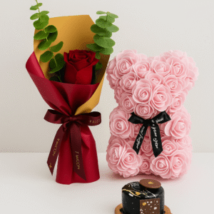 Pink-Rose-Bear-Gift-Set-Red-Rose-Chocolate-Pastry-UAE.