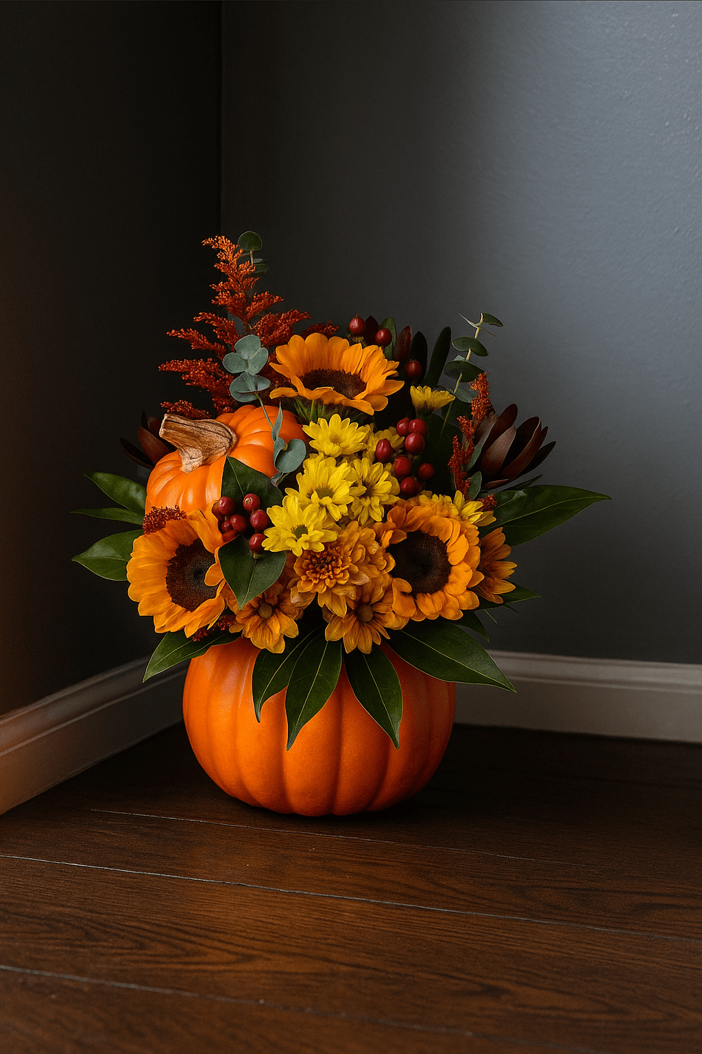 Natural Pumpkin Floral Arrangement – Halloween Edition