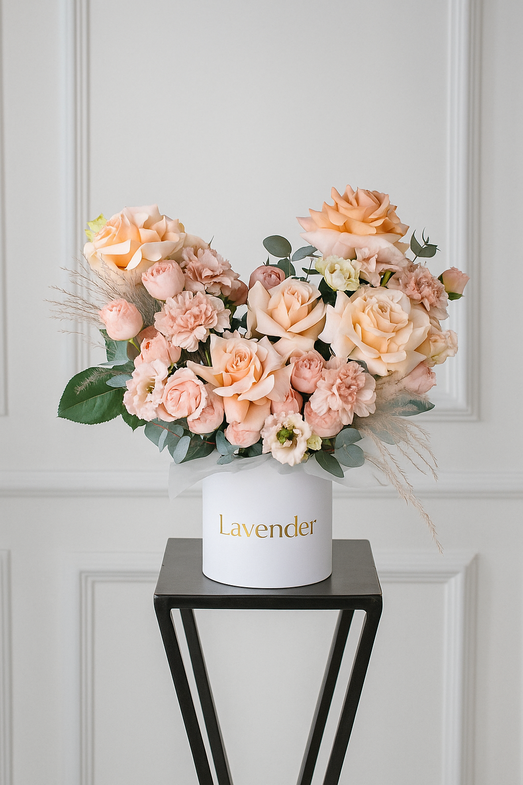 Peach & Pink Bloom Box | Elegant Mixed Roses and Carnations Arrangement