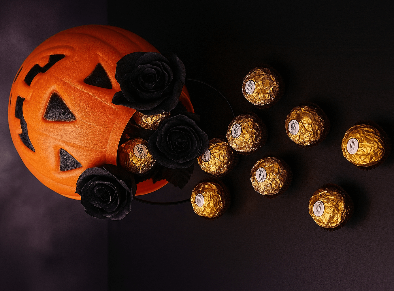 Black Roses & Ferrero Rocher Halloween Gift Basket – Luxury Halloween Gift UAE