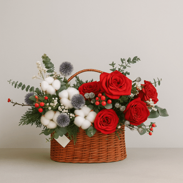 Rustic-Christmas-Flower-Basket-Red-Roses-Cotton-Gift-UAE