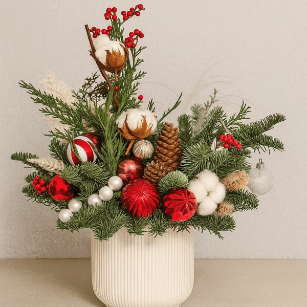 Festive Floral Basket: Stunning Christmas Centerpiece & Holiday Gift