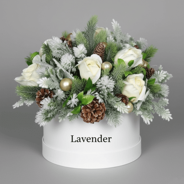 christmas-floral-arrangement-9-white-roses-nobilis-fir-pine-cones-white-box
