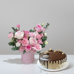 Nutella-Cake-and-Flowers-Pink-Rose-Box-Gift-UAE