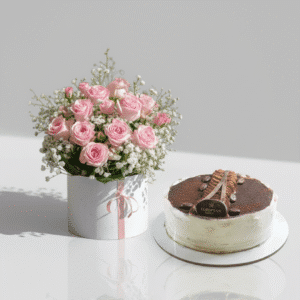 Pink-Roses-and-Cake-Delivery-Tiramisu-Gift-Set-UAE