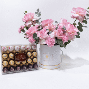 Flowers-and-Chocolate-Gift-Set-Pink-Rose-Box-Ferrero-Collection-UAE