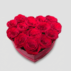 Valentine’s Day Flower Delivery UAE 14 Red Roses Heart Basket