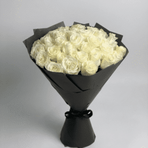 Luxury Flower Delivery UAE 51 White Roses Bouquet Valentine.