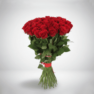 Flower Delivery UAE 41 Red Roses Long Stem Bouquet Ribbon