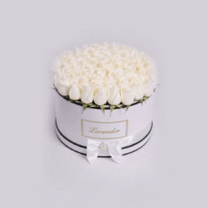 UAE Luxury Flower Delivery 61 White Roses Elegant Basket