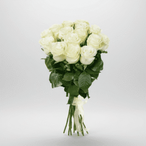 Elegant Flower Delivery in UAE 14 White Roses Gold Wrap Bouquet