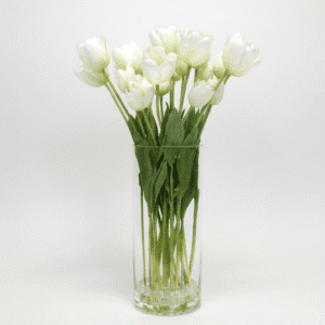 Elegant Flower Arrangement Delivery in UAE 19 White Tulips Glass Vase