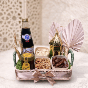 Elegant Ramadan Dates, Nuts & Honey Gift Hamper with Decorative Lantern – Premium Iftar Gift Basket UAE