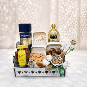 Luxury Ramadan Coffee and Dates Gift Hamper with Golden Lantern UAE.