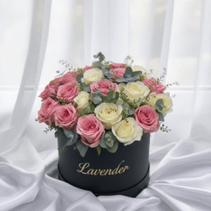 Blush Harmony Luxury Women's Day Rose Box Pink and White Flowers UAE