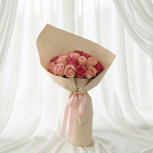 Rosé Charm Women's Day Pink Rose Bouquet Hand-Tied Flowers UAE